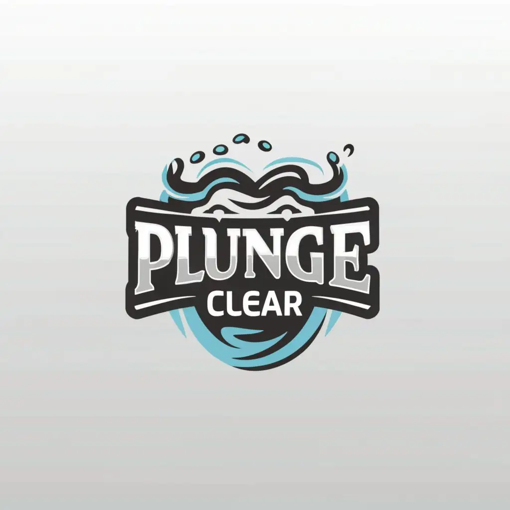 a logo design,with the text "Plunge clear", main symbol:Water, tub,Moderate,be used in Sports Fitness industry,clear background