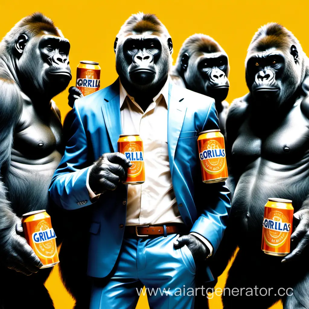 Fancy-Gorillas-Enjoying-Famous-Beer-in-Stylish-Attire
