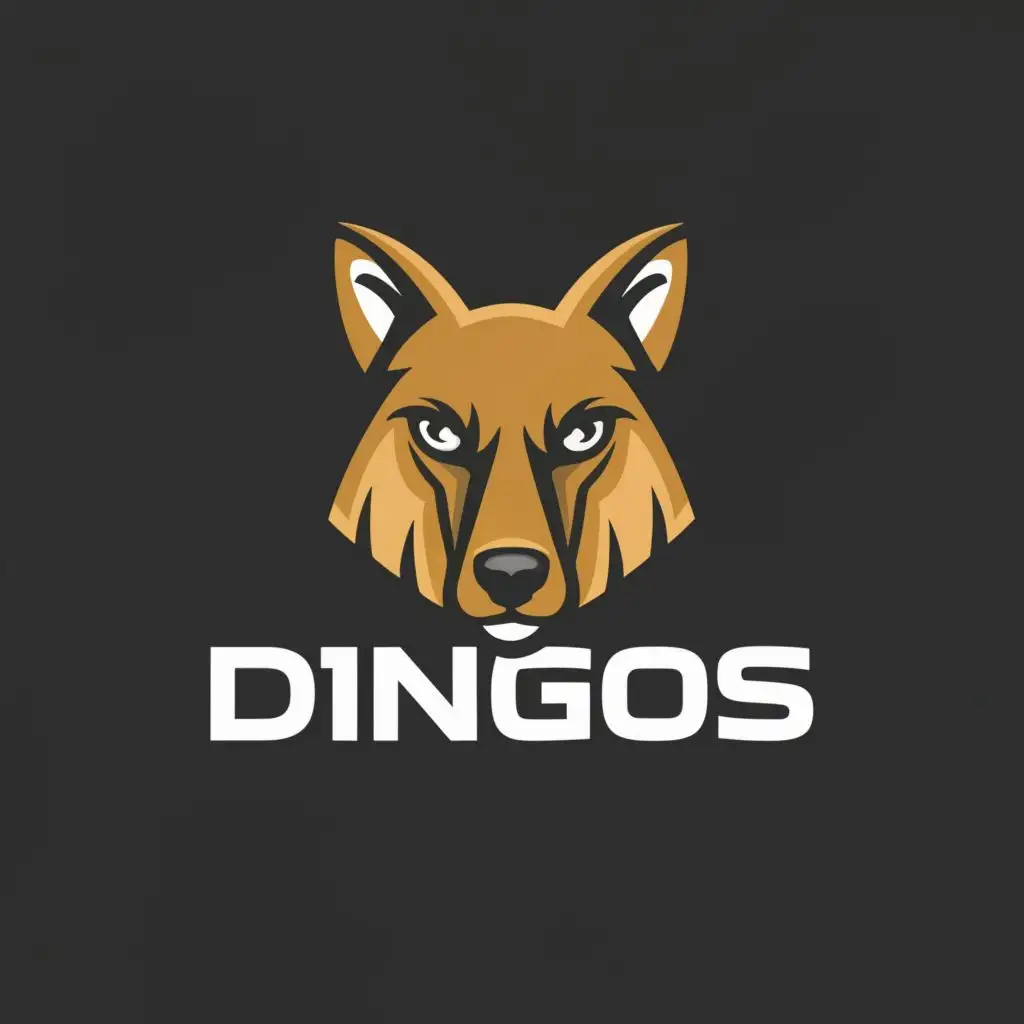 a logo design,with the text "Dingos", main symbol:Stylized Dingo head,Moderate,be used in Sports Fitness industry,clear background