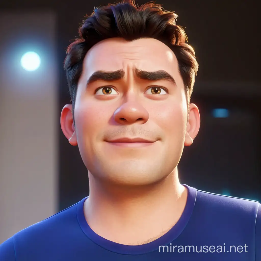 Charming Disney Pixar Style Cartoon of a Handsome Man