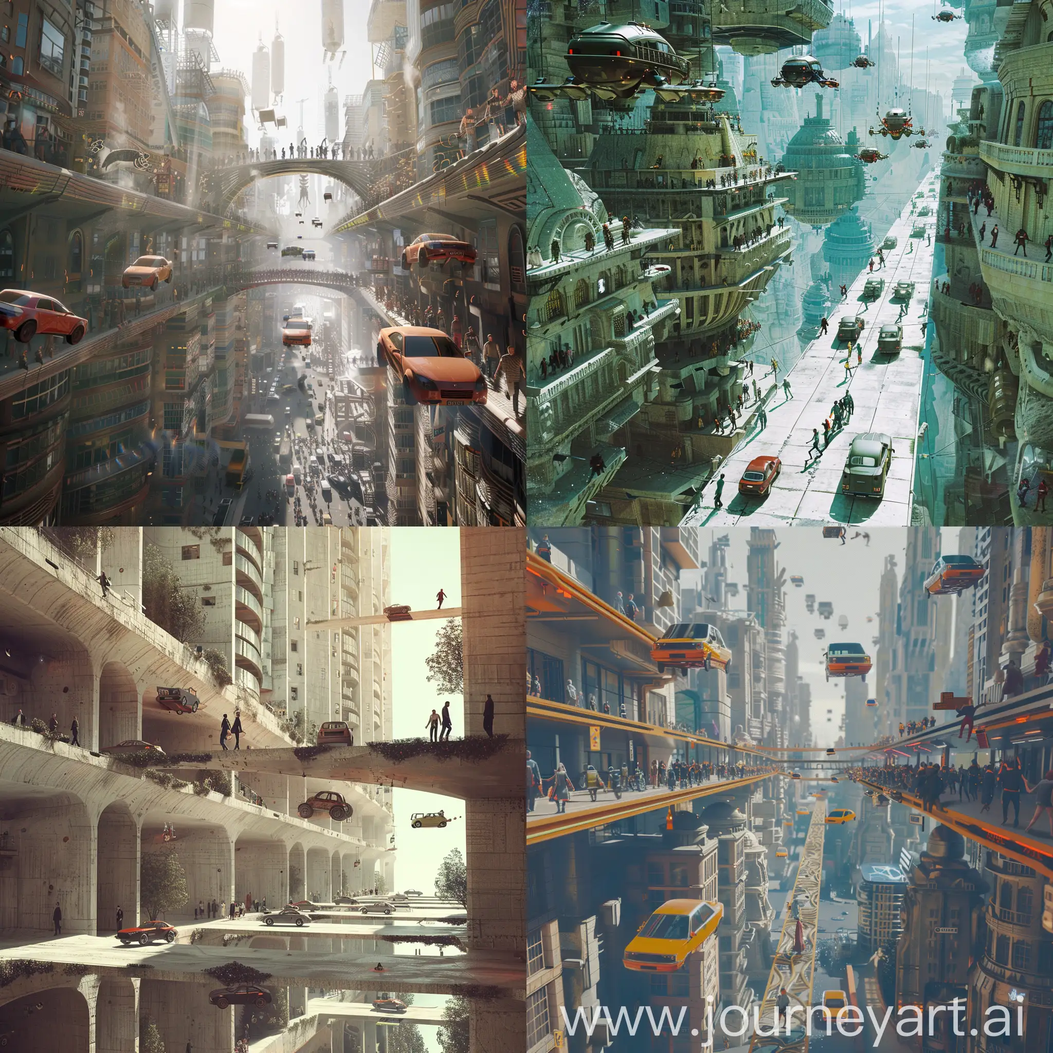 Urban-Metropolis-Elevated-Cityscape-with-Airborne-Transportation