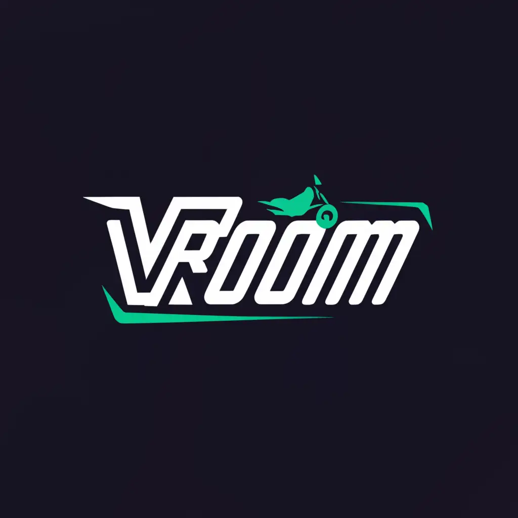 a logo design,with the text "vroom", main symbol:motorbike,Moderate,be used in Sports Fitness industry,clear background