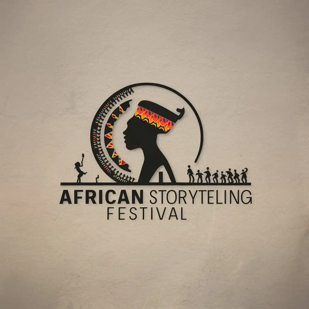 minimalistic logo African Storytelling Festival, white background