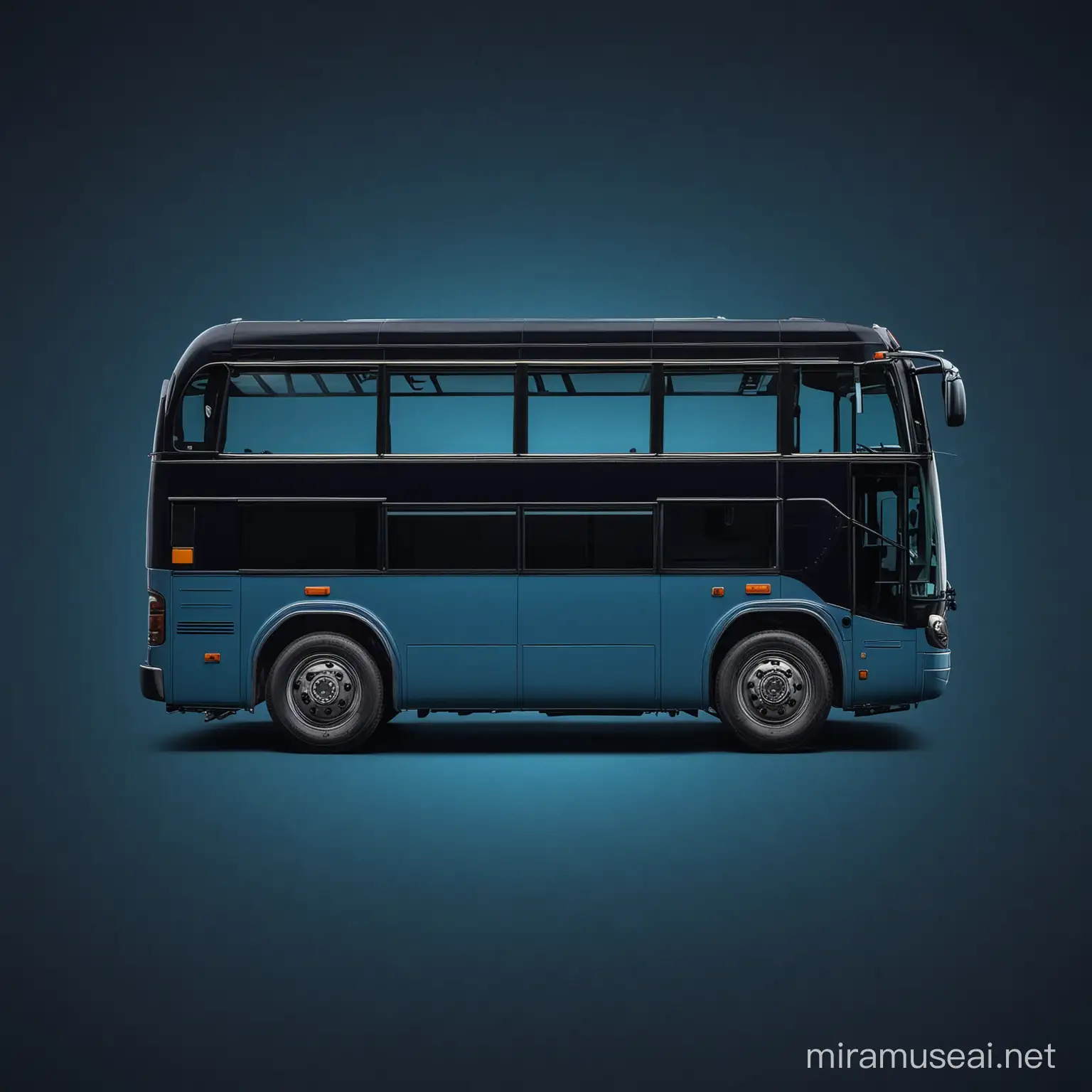 Dark Blue Background Bus Image Urban Transportation in Twilight