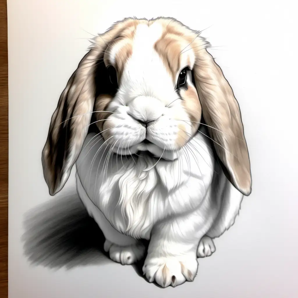 Charming Realistic Holland Lop Bunny Illustration MUSE AI