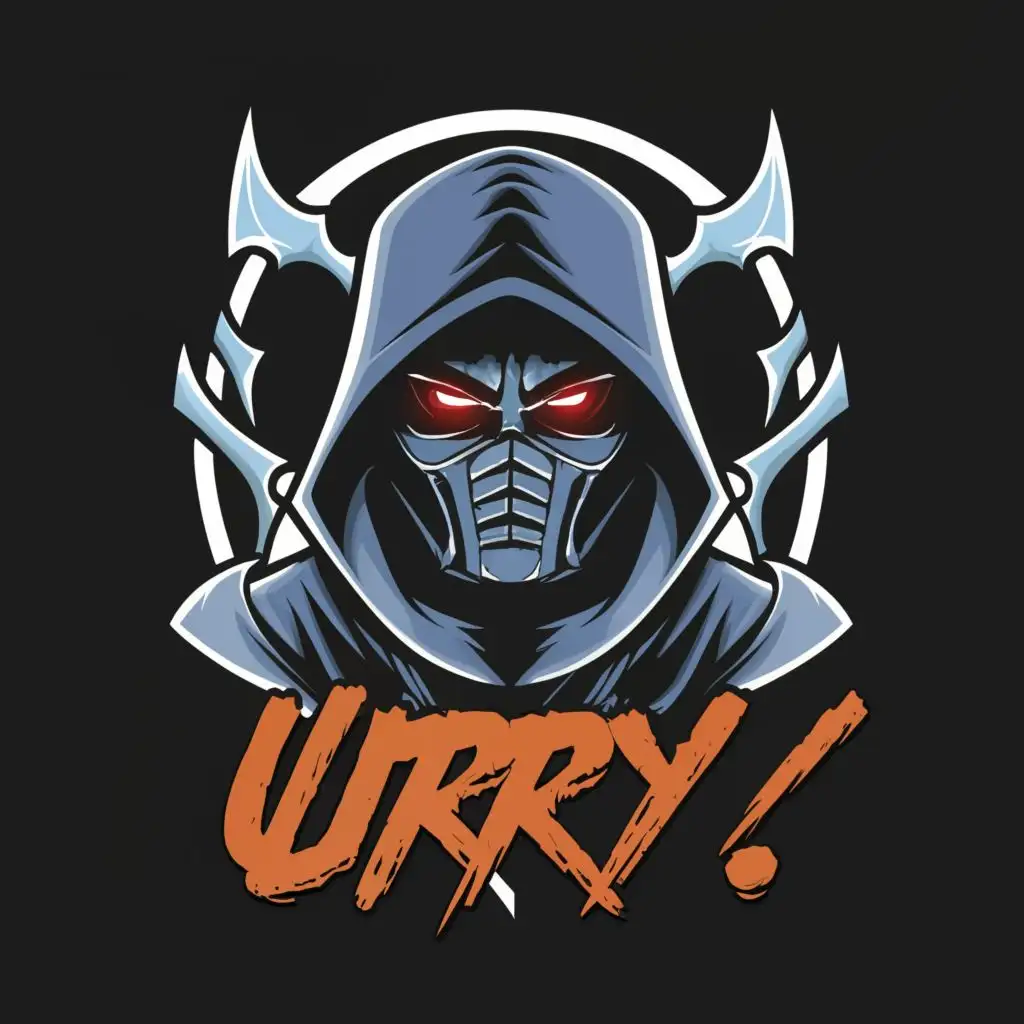 logo, noob saibot, with the text "urry", typography
