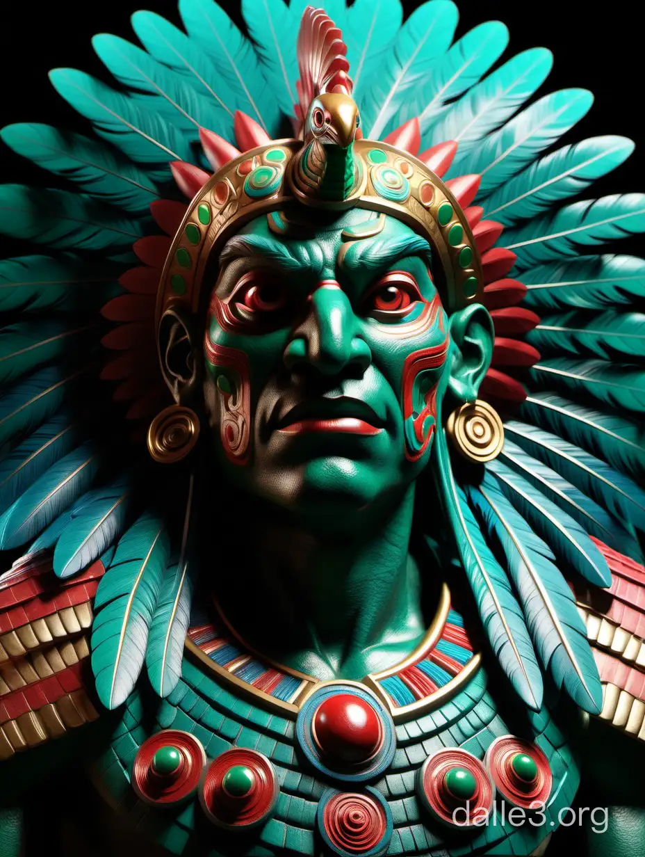  Por supuesto, aquí tienes una versión más corta y enfocada de la descripción fotorrealista de Quetzalcóatl, ideal para captura y animación:  Descripción Fotorrealista Breve del Rostro de Quetzalcóatl:  Frente a ti, Quetzalcóatl emerge con un rostro que irradia una presencia divina. Su piel brilla con tonos dorados, iluminada sutilmente para destacar una textura suave y perfecta. Los ojos de Quetzalcóatl, uno azul profundo y el otro verde esmeralda, te miran directamente, combinando la sabiduría infinita con una compasión penetrante. Alrededor de sus ojos, pinturas ceremoniales en azul turquesa y rojo carmesí se entrelazan delicadamente, realzando su mirada profunda y serena.  Sus labios, ligeramente curvados en una sonrisa sutil, prometen palabras de antigua sabiduría. El cabello de Quetzalcóatl, detallado y ondulado, se funde en las plumas de su corona, donde cada pluma de quetzal se define vívidamente en verde y rojo vibrantes, capturando la esencia de su divinidad.  Esta descripción condensada se enfoca en capturar la esencia y los detalles clave del rostro de Quetzalcóatl para una animación fotorrealista, asegurando que cada elemento contribuya a una imagen completa y expresiva del dios mesoamericano.