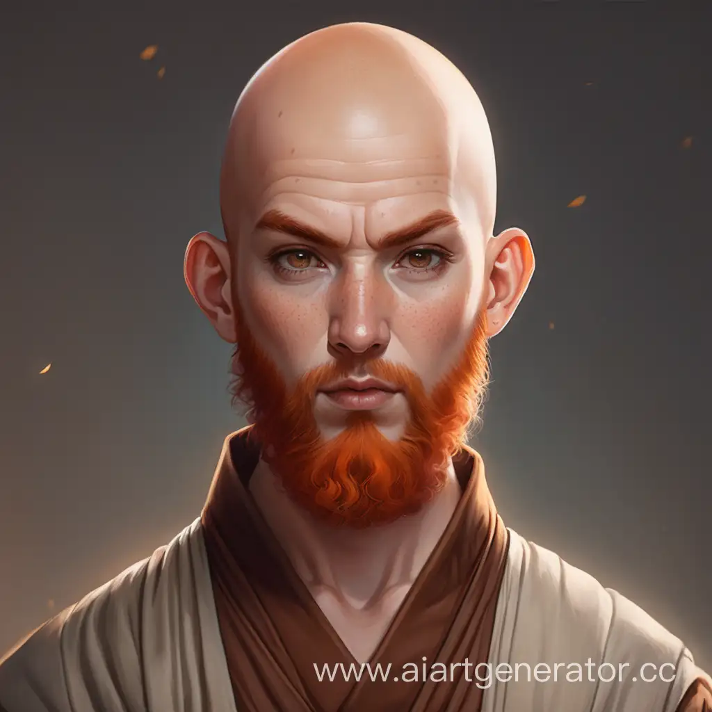 A young bald red-bearded monk