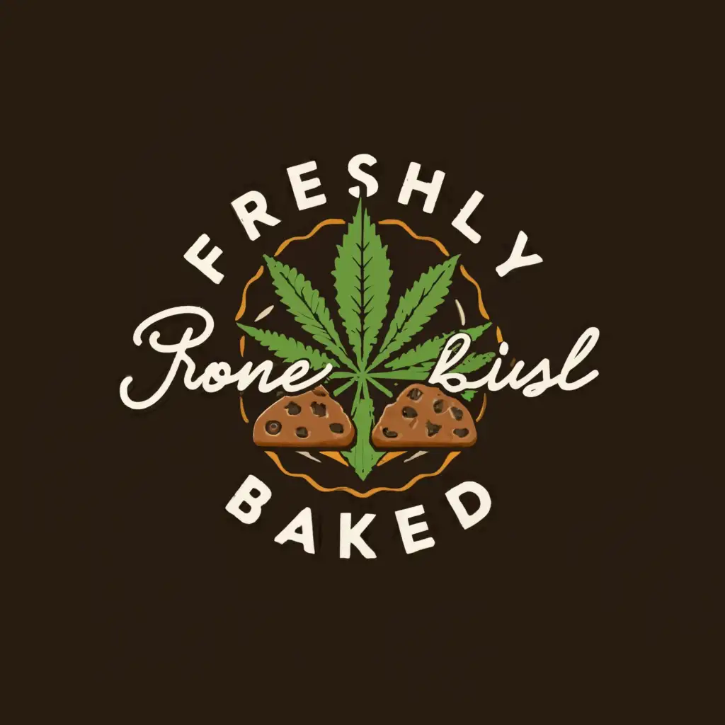 a logo design,with the text "Freshly Baked", main symbol:Cannabis cookies and brownies,Moderate,clear background