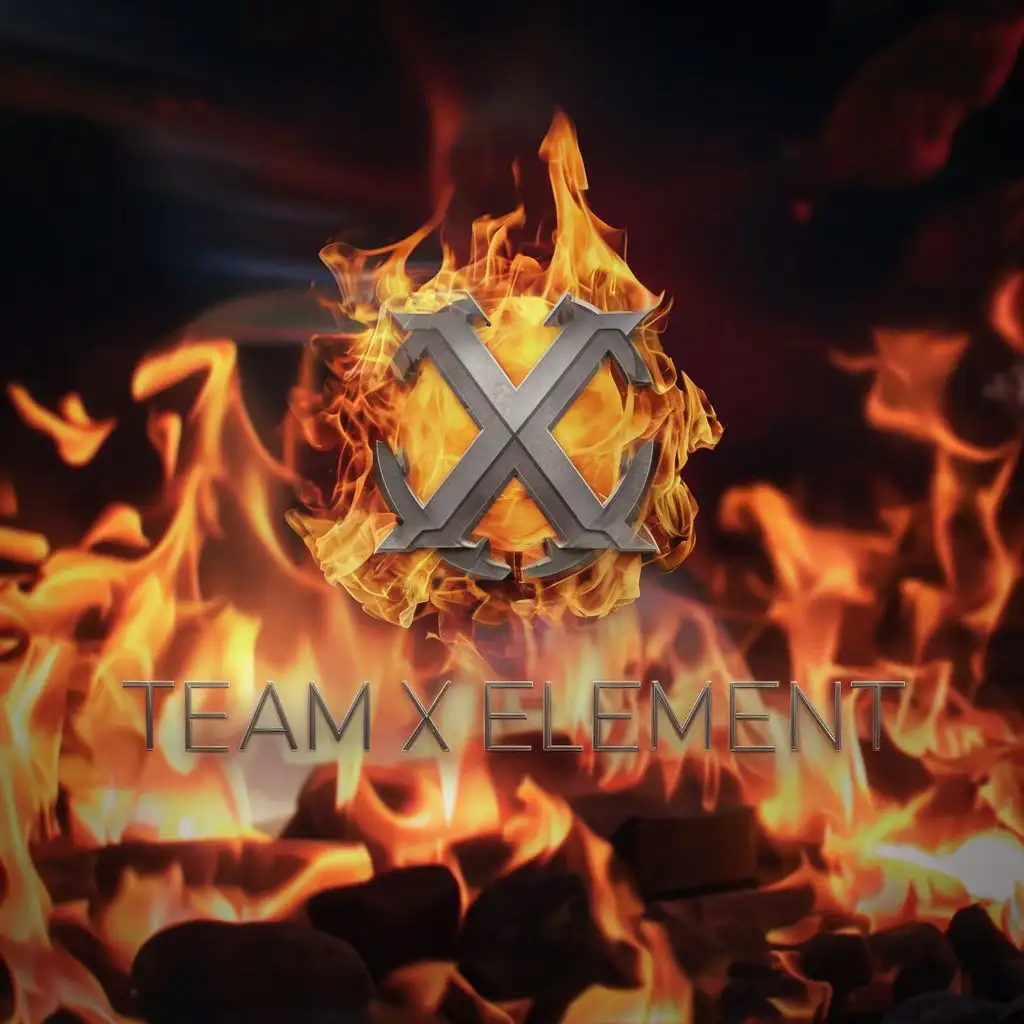 logo, Fire, with the text "Team X Element", typography