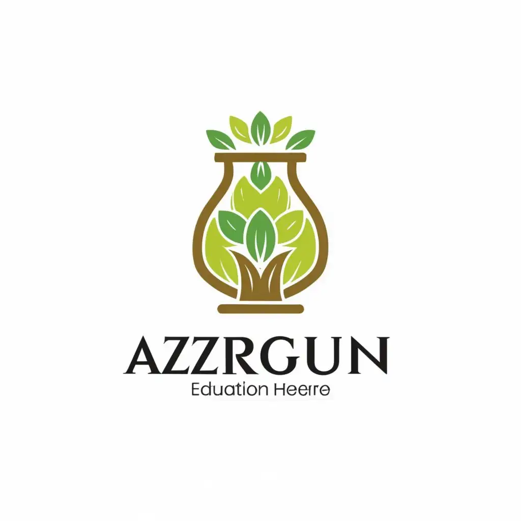 logo, Let the letter a become a vase, with the text "Azargun", typography, be used in Education industry