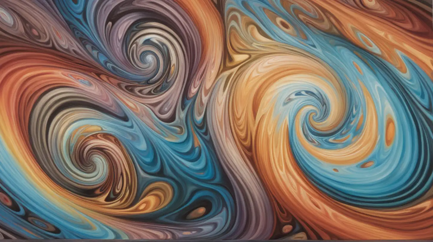 Swirling vortexes of contrasting colors suggest a dynamic time warp, creating a sense of movement and surrealism.