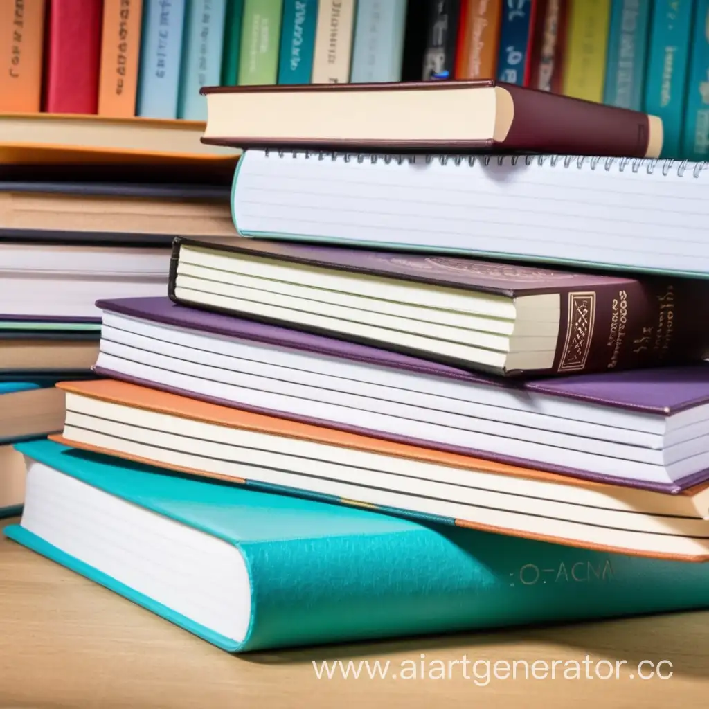 Стопка книг и тетрадей для подготовки к экзамену