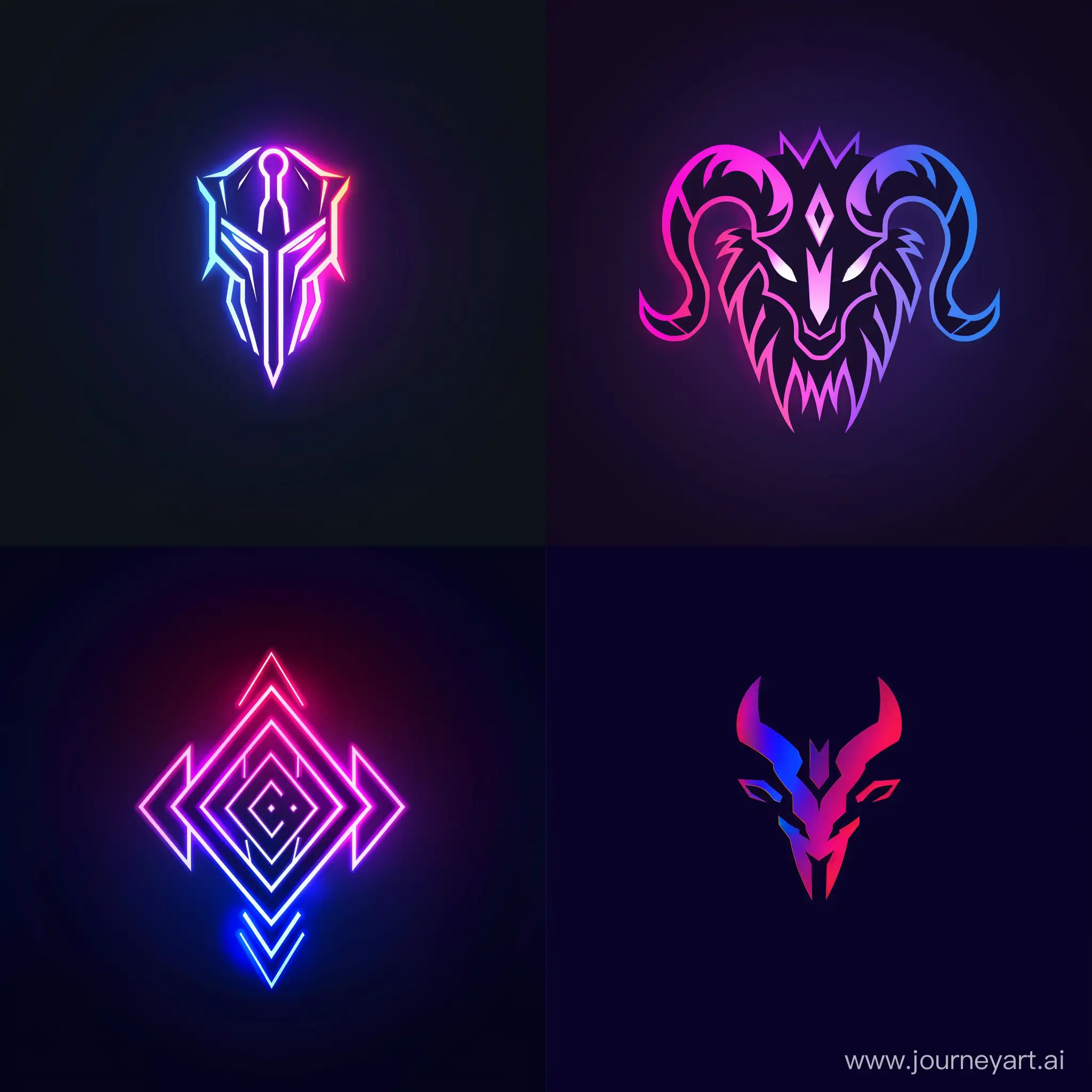 primitive and minimalistic game logo in neon colors, vector style