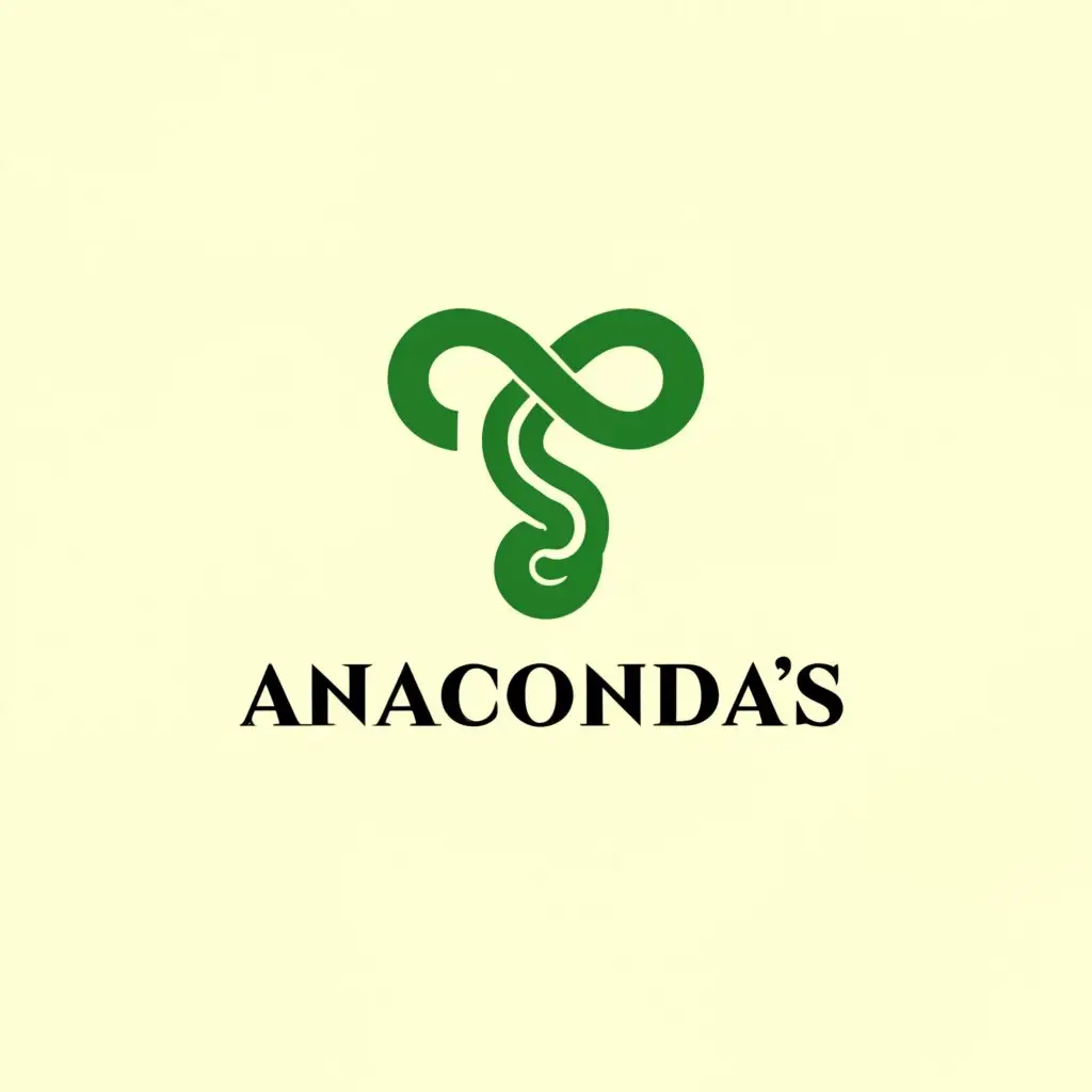 a logo design,with the text "Anacondas", main symbol:Snake, green, snake looks like male reproductive organ,Minimalistic,be used in Restaurant industry,clear background