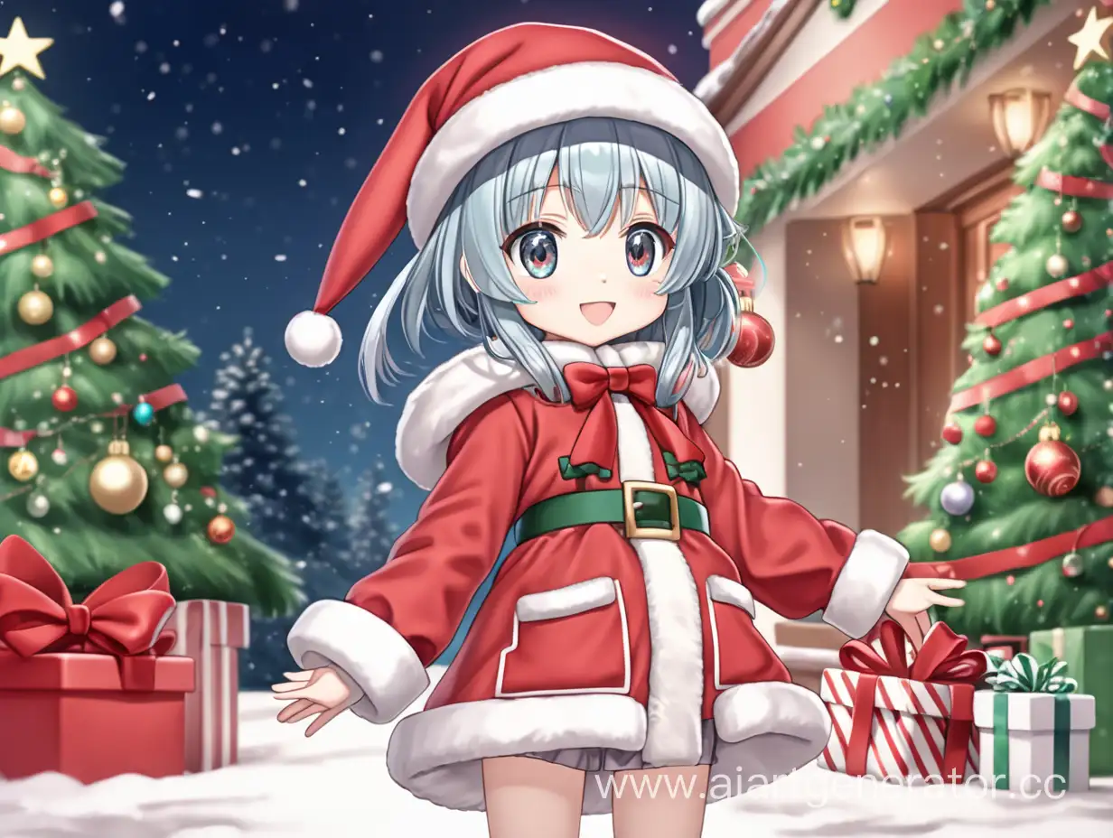 Cute Anime Girl Christmas full body