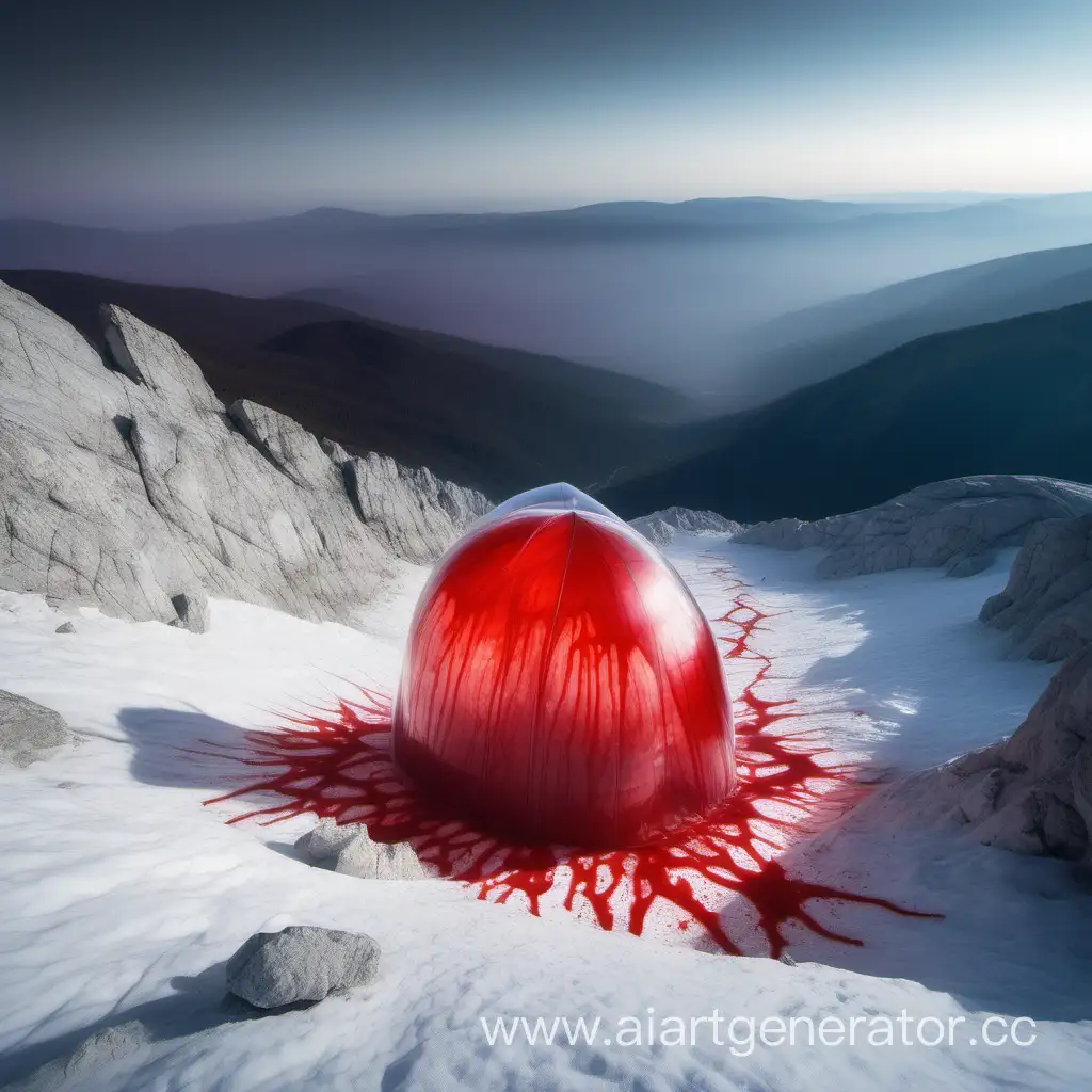 кровавый кокон состоящий из прозрачных стенок, твёрдых поперечных хрящей, светится кроваво красным изнутри, находится на вершине горы