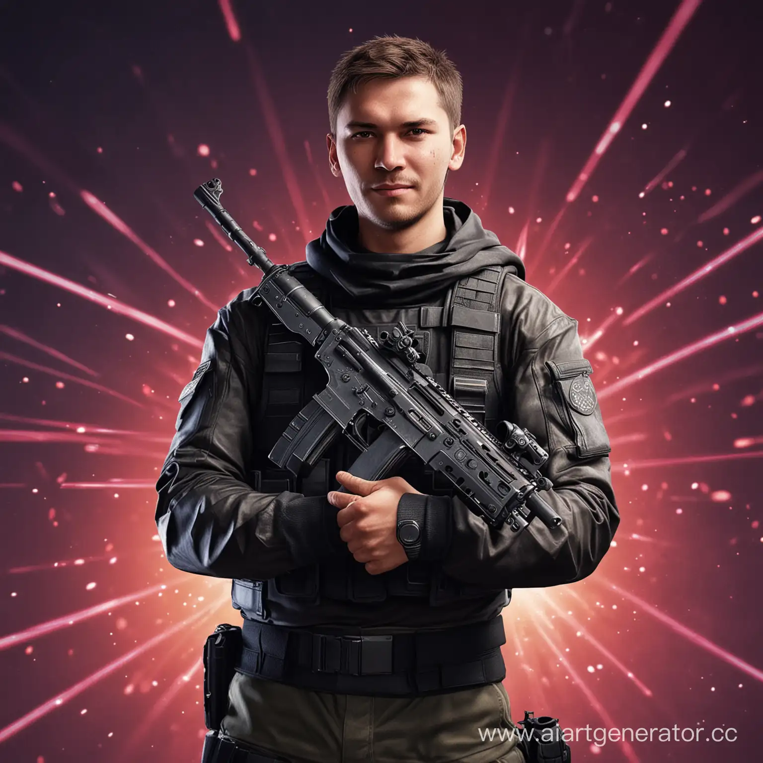 CS-16-Player-Smiling-with-Kalashnikov-and-Laser-Background