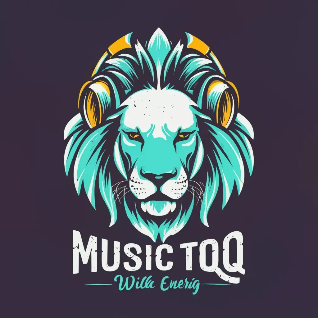 a logo design,with the text "Music_toq", main symbol:The terrifying lion with headphones,Moderate,clear background