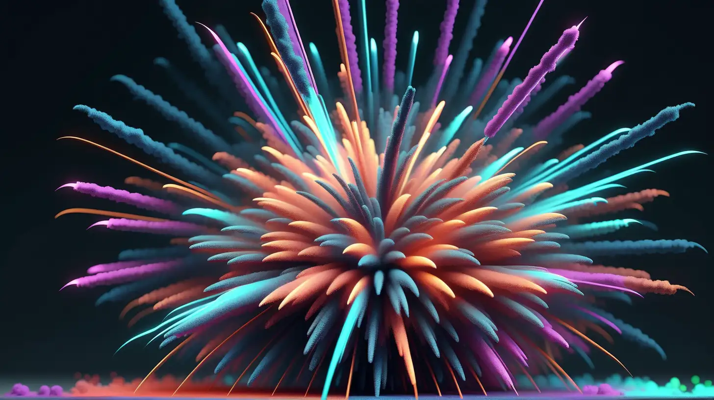 Vibrant Psychedelic Fireworks Display Neon Fiber Optic and Marble Elegance