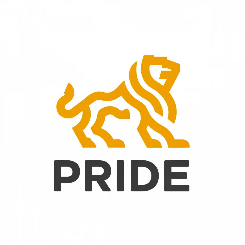a logo design,with the text "PRIDE", main symbol:Lion,Minimalistic,be used in Education industry,clear background