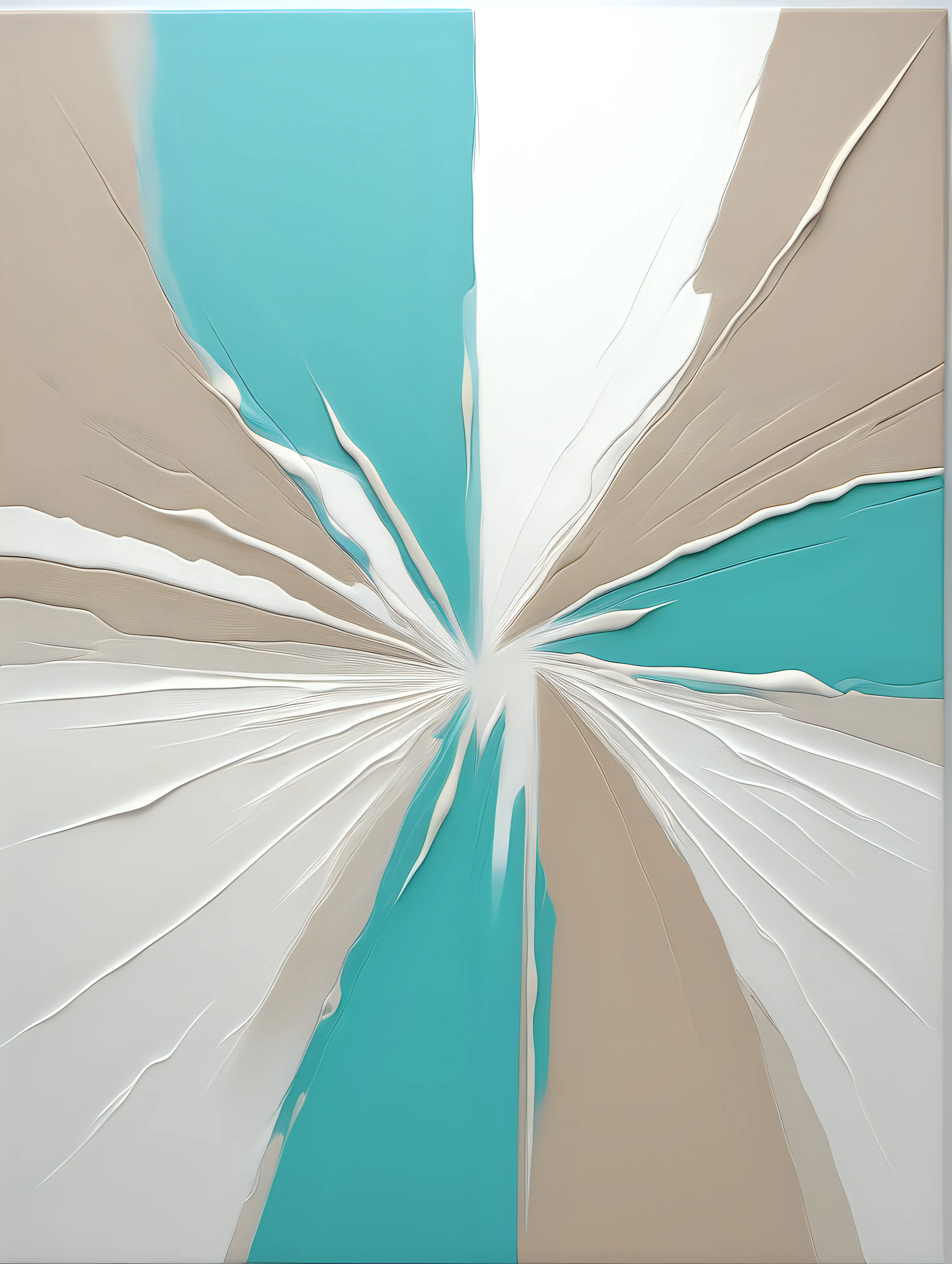 Contemporary Abstract Art Fluid Transitions in White Beige and Turquoise