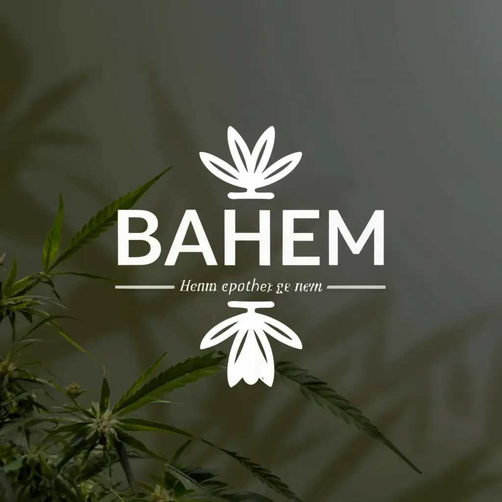 LOGO-Design-For-Bahem-Minimalistic-Hemp-Leaf-Emblem-on-Clear-Background