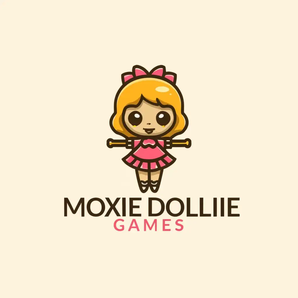 a logo design,with the text "Moxie Dollie Games", main symbol:Doll,Moderate,be used in Entertainment industry,clear background