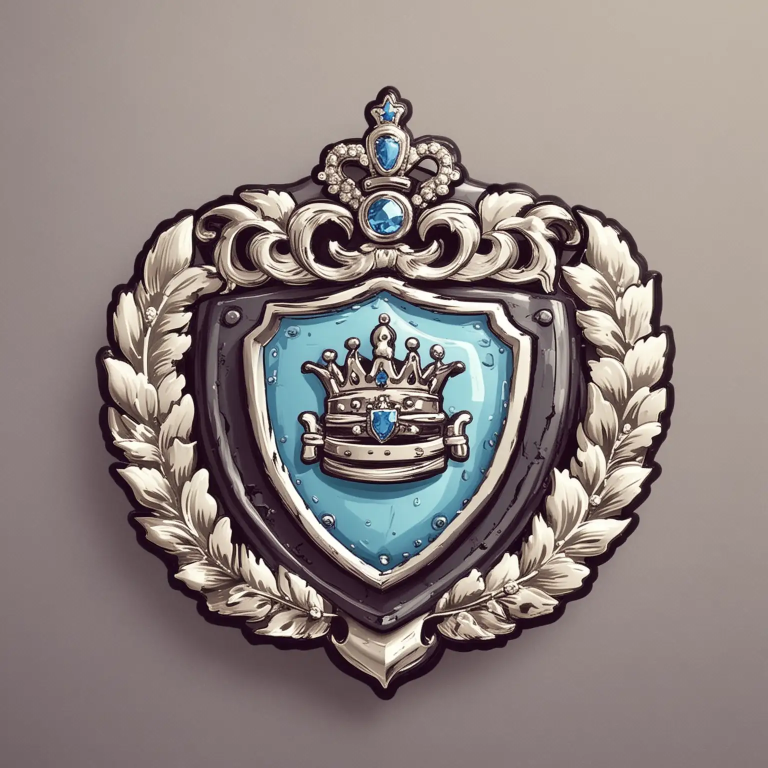 A cartoon police badge with a Princess tiara 