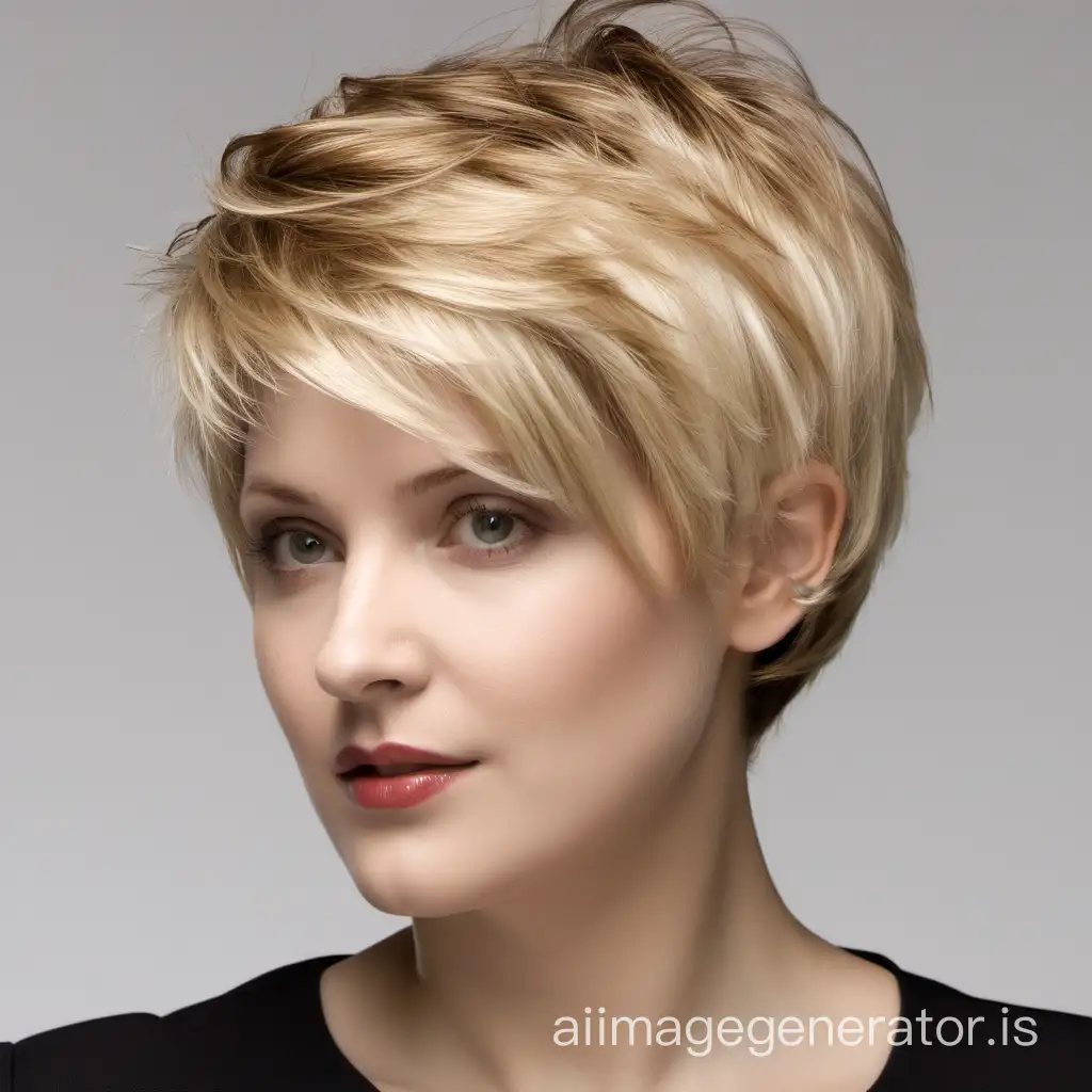 blond professional lady short layered haircut 25 years old