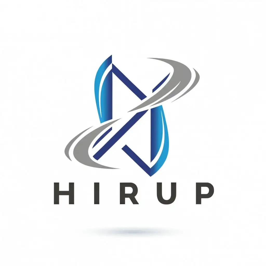 a logo design,with the text "Hirup", main symbol:h letter, air, guard, filter, blue, room, Healthy Indoor Respiratory Utilization and Purification,Moderate,be used in Technology industry,clear background, bold