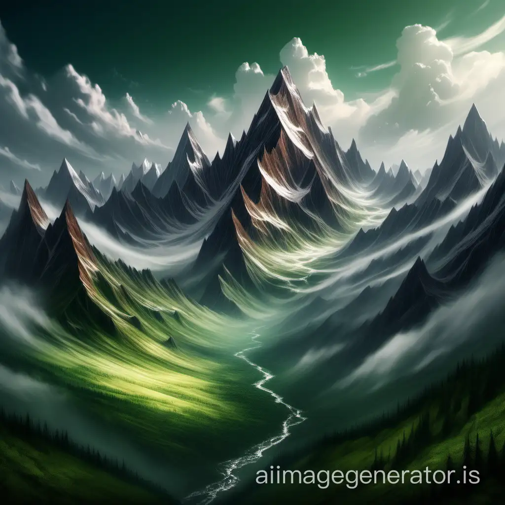 If you had an image representing the phrase "Kohl Mountains", you could imagine a majestic view of imposing, grandiose mountains, perhaps with snow-capped peaks or craggy summits. The image could show a spectacular mountain landscape, evoking the grandeur and natural beauty of the Kohl Mountains. Shades of green, brown and white could dominate the colour palette, reflecting the diversity of landforms and natural elements present in this region. The scene could be complemented by clouds floating around the peaks, adding a mystical and majestic atmosphere to the image.