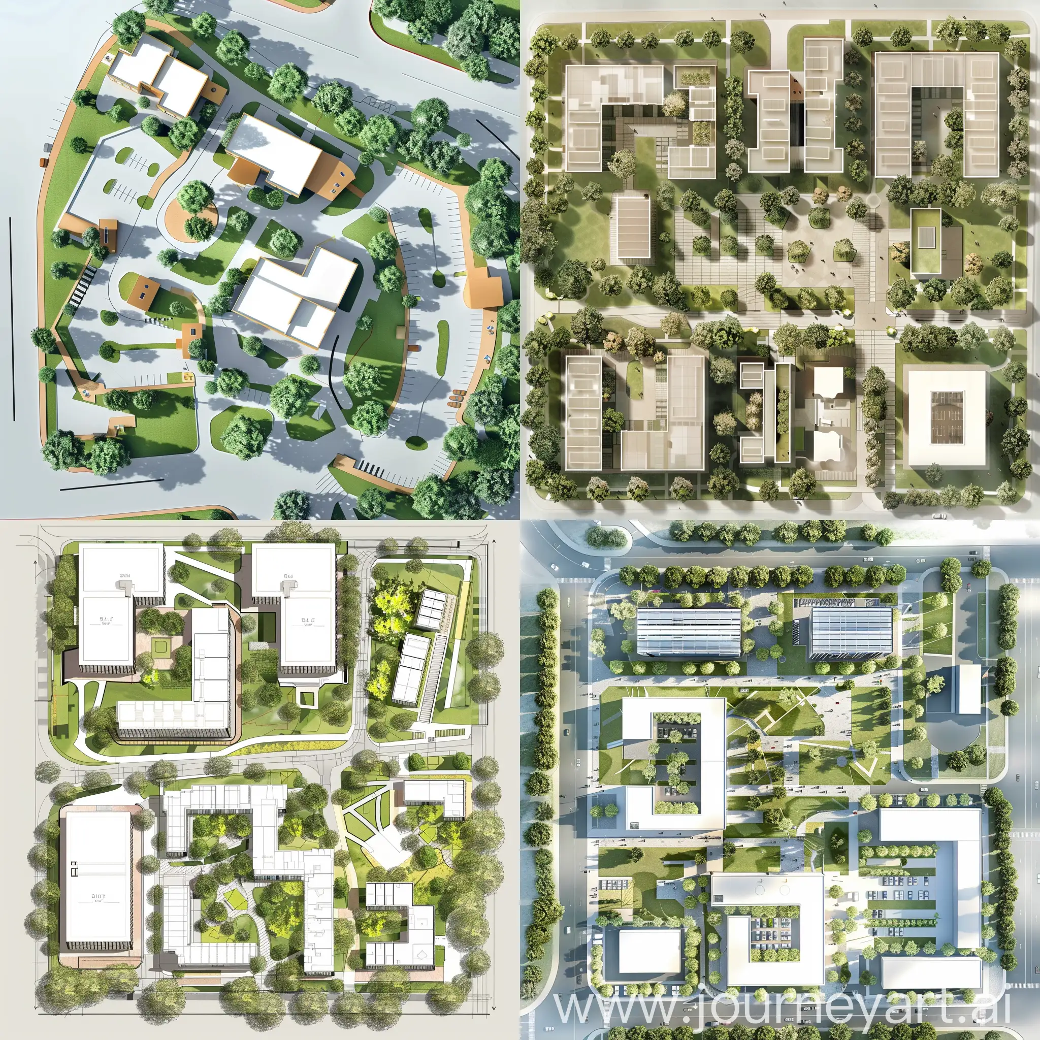 An architecture plan for a business park in 2d