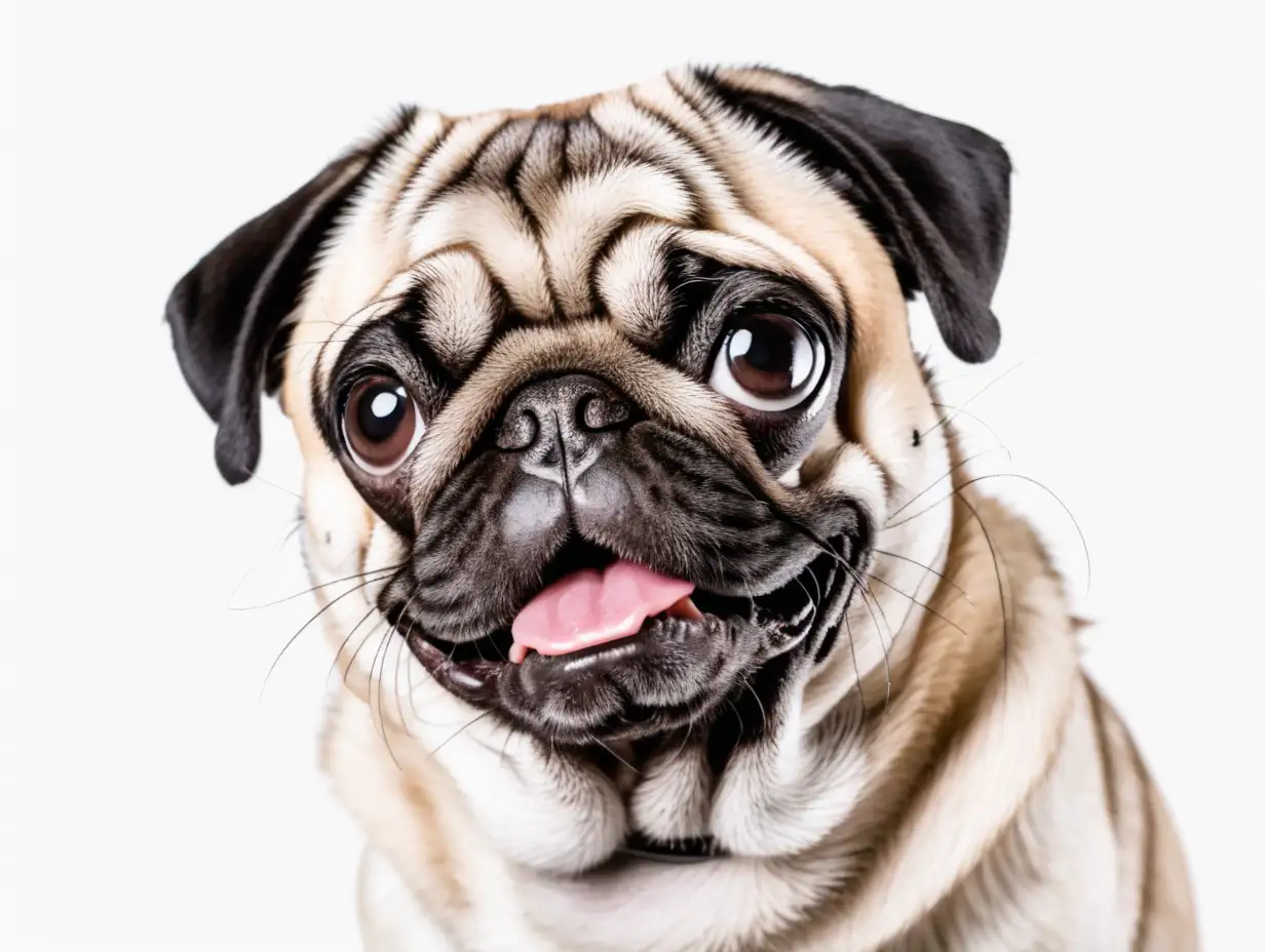 Playful Pug Expressions on a White Background