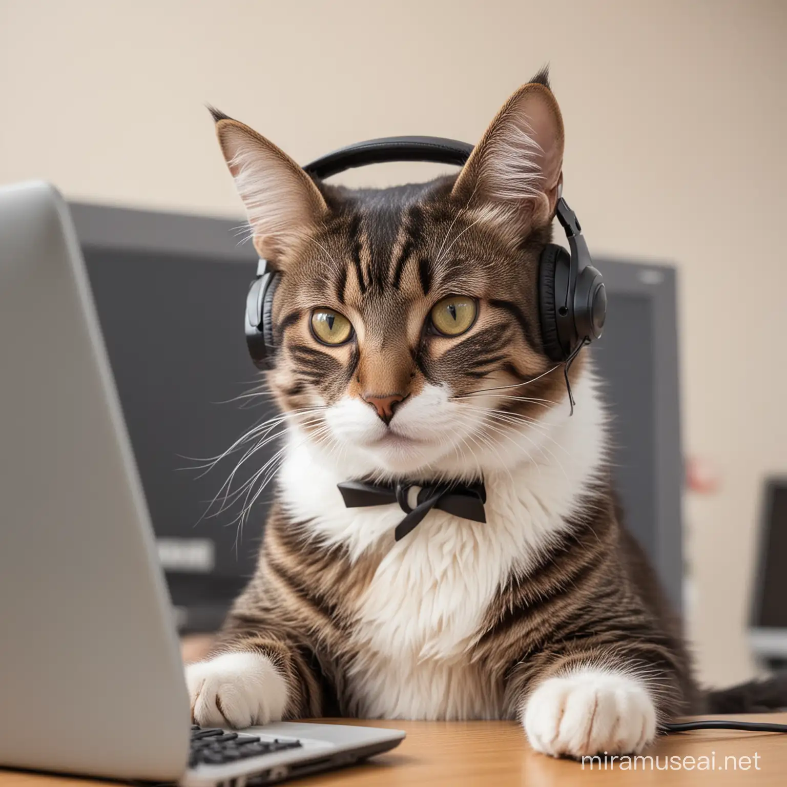 Cat Call Center Operator Assisting Customers