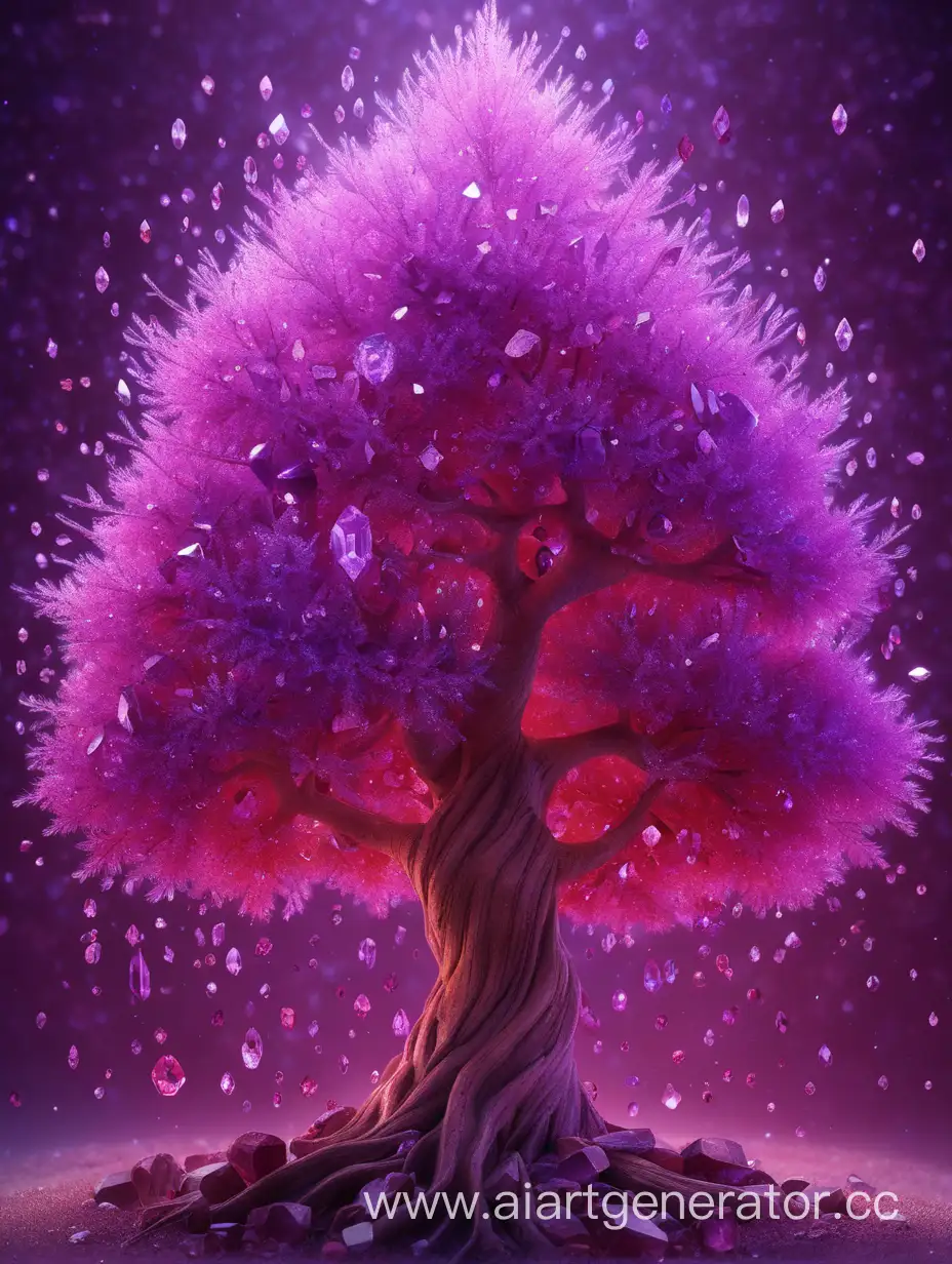 Majestic-Red-and-Violet-Crystal-Tree-Illuminated-with-Beauty