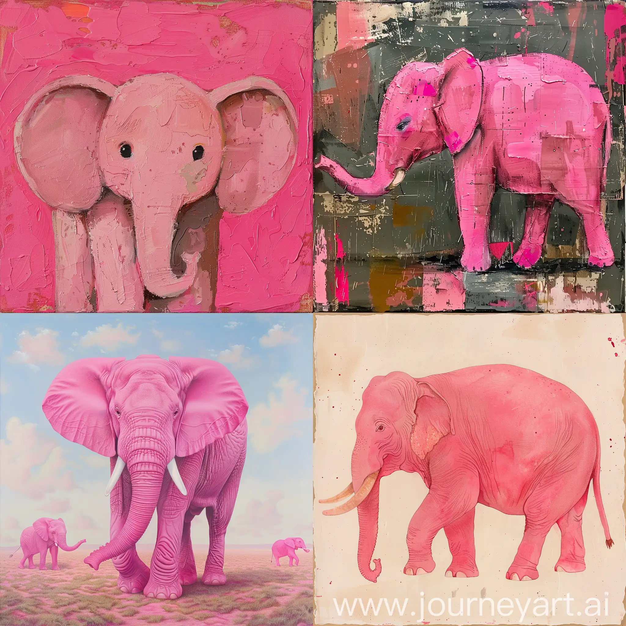Playful-Pink-Elephant-in-a-Vibrant-Abstract-Landscape