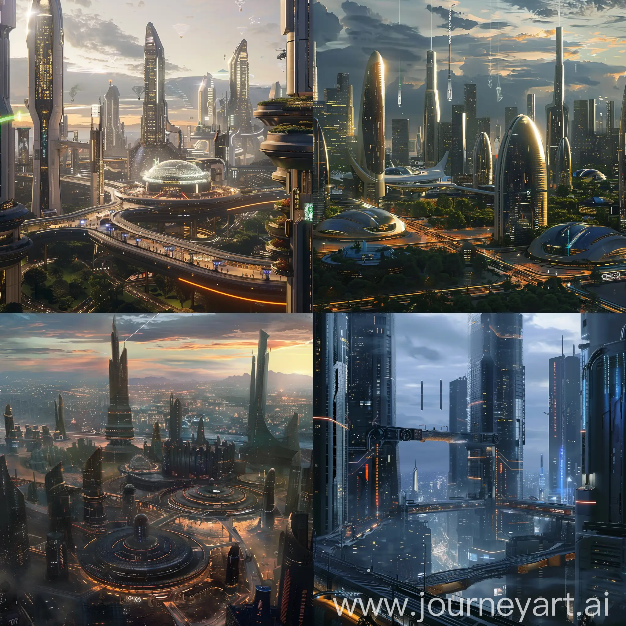Futuristic-Cityscape-at-Dawn-with-Glowing-Skyscrapers