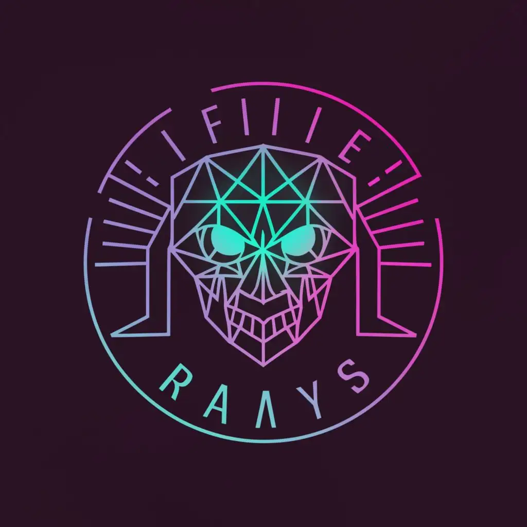 a logo design,with the text "INFINITE RAYS", main symbol:rays on a skeleton wearing dark clothes, be used in Entertainment industry