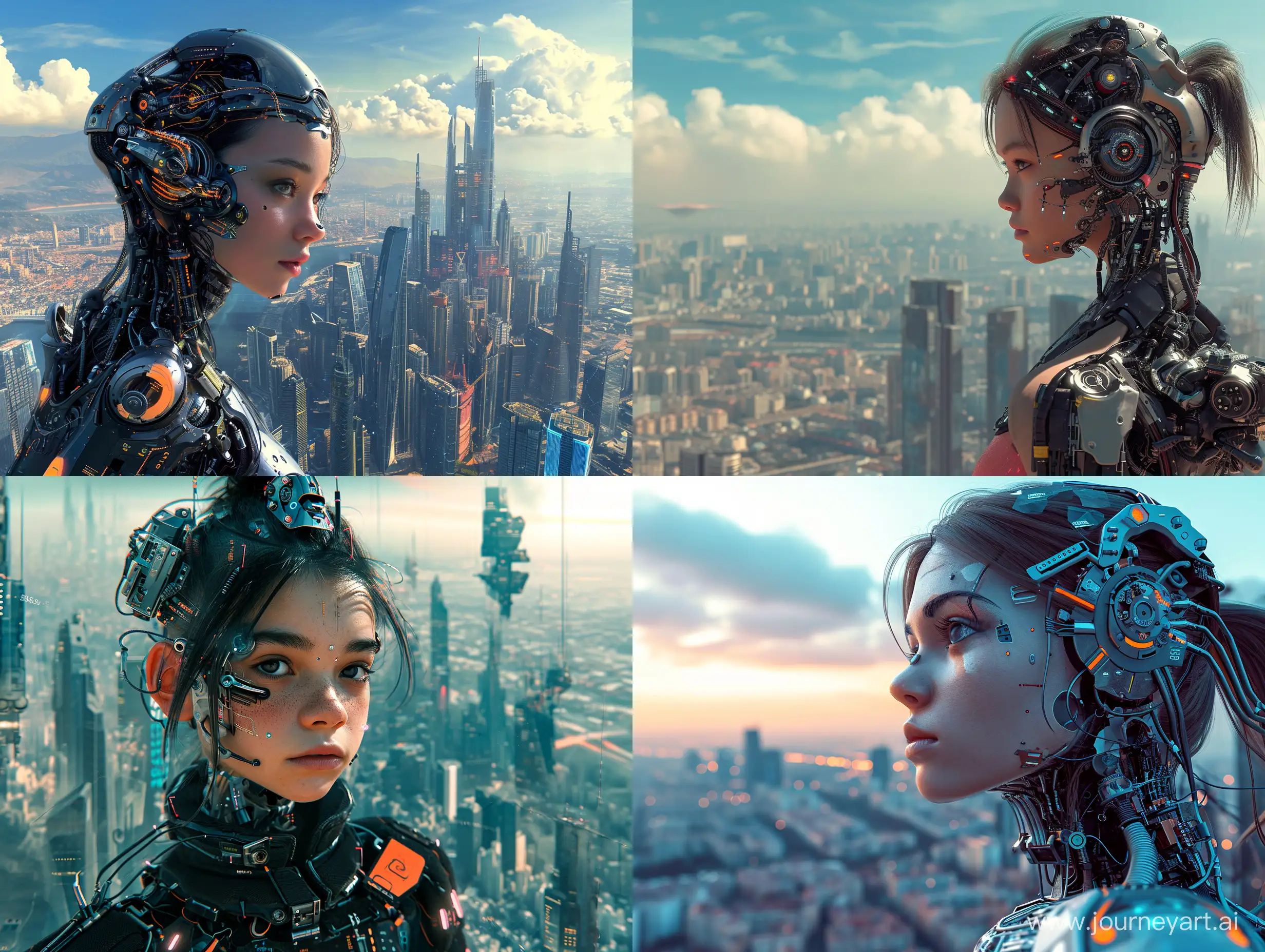 Futuristic-Cityscape-17YearOld-Female-Cyborg-and-Evolving-Technology