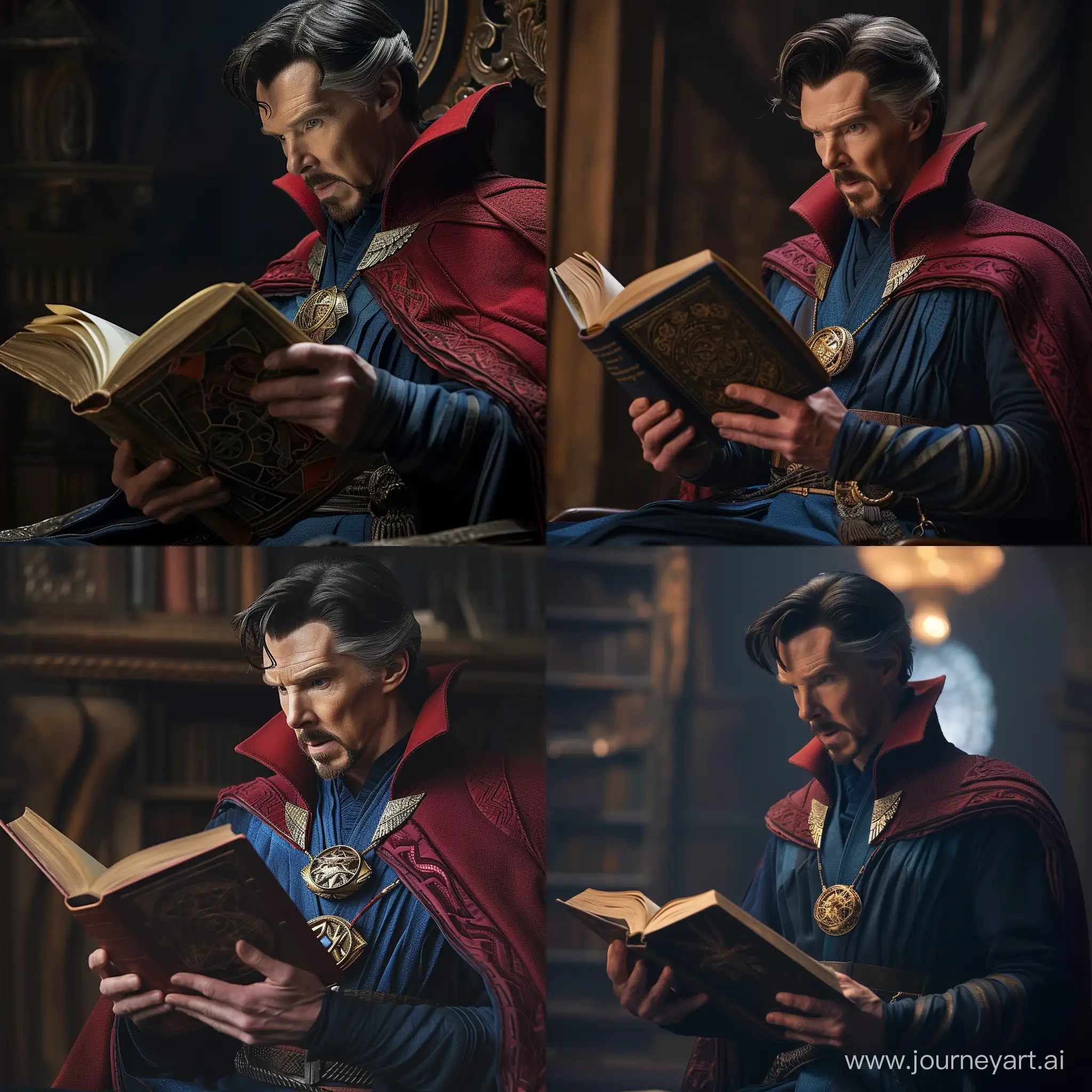 Stephen Strange reading a book