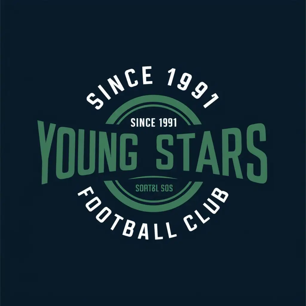 logo, Football Club
Company Slogan: Since 1991
Company Colors: Green and Black
Extra Features: Add any feature related to company description, with the text "Young Stars Football Club", typography, be used in Sports Fitness industry