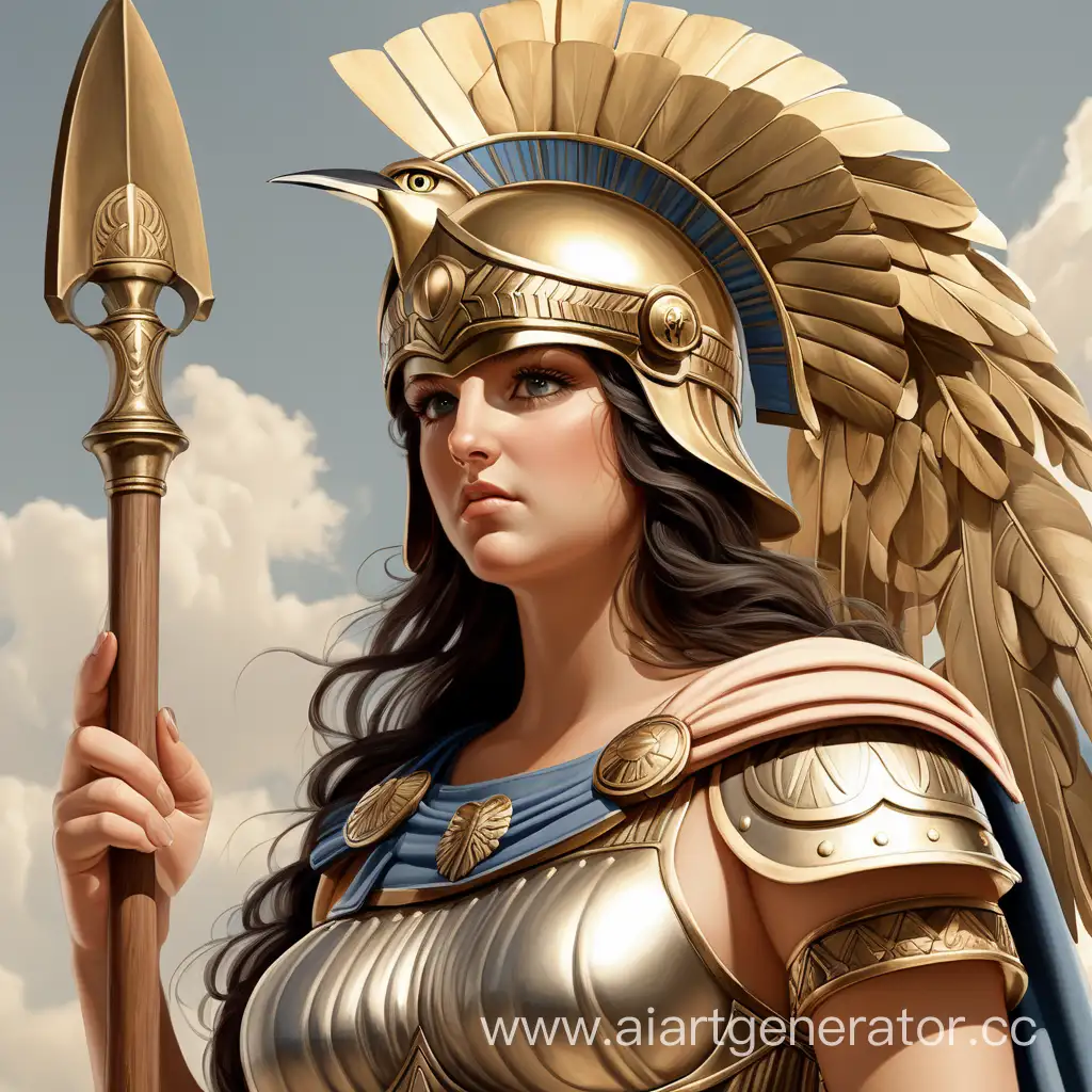 Athena-the-Wise-Goddess-of-War-and-Crafts-with-Olive-Branch-and-Owl