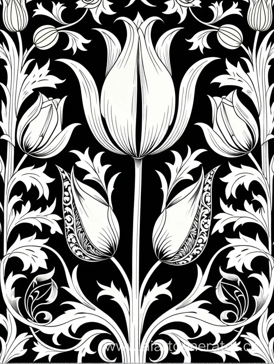 Elegant-William-Morris-Tulip-Design-in-Black-and-White