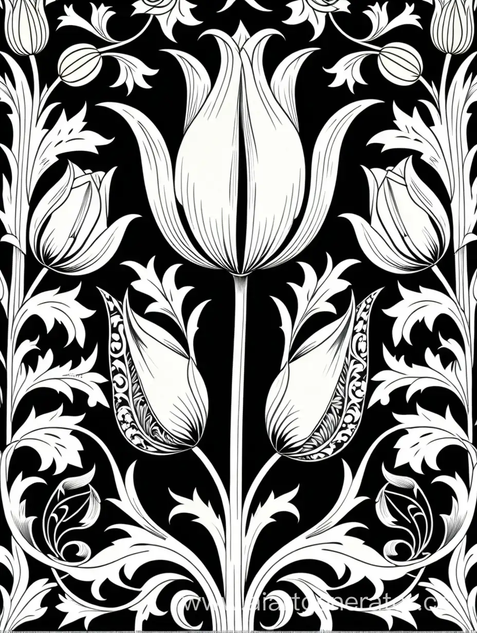  William Morris tulip black and white