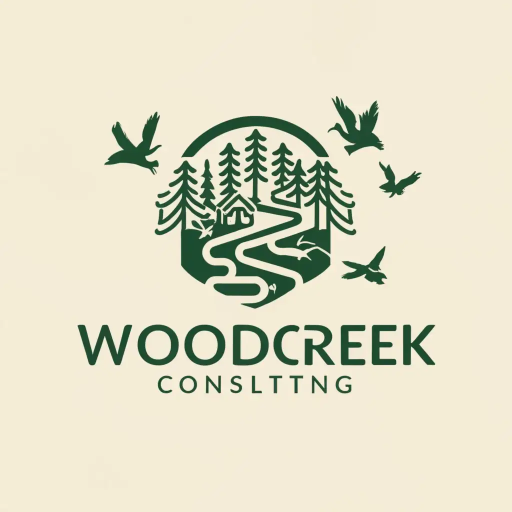 LOGO-Design-For-Woodcreek-Consulting-ForestInspired-Emblem-for-Travel-Industry