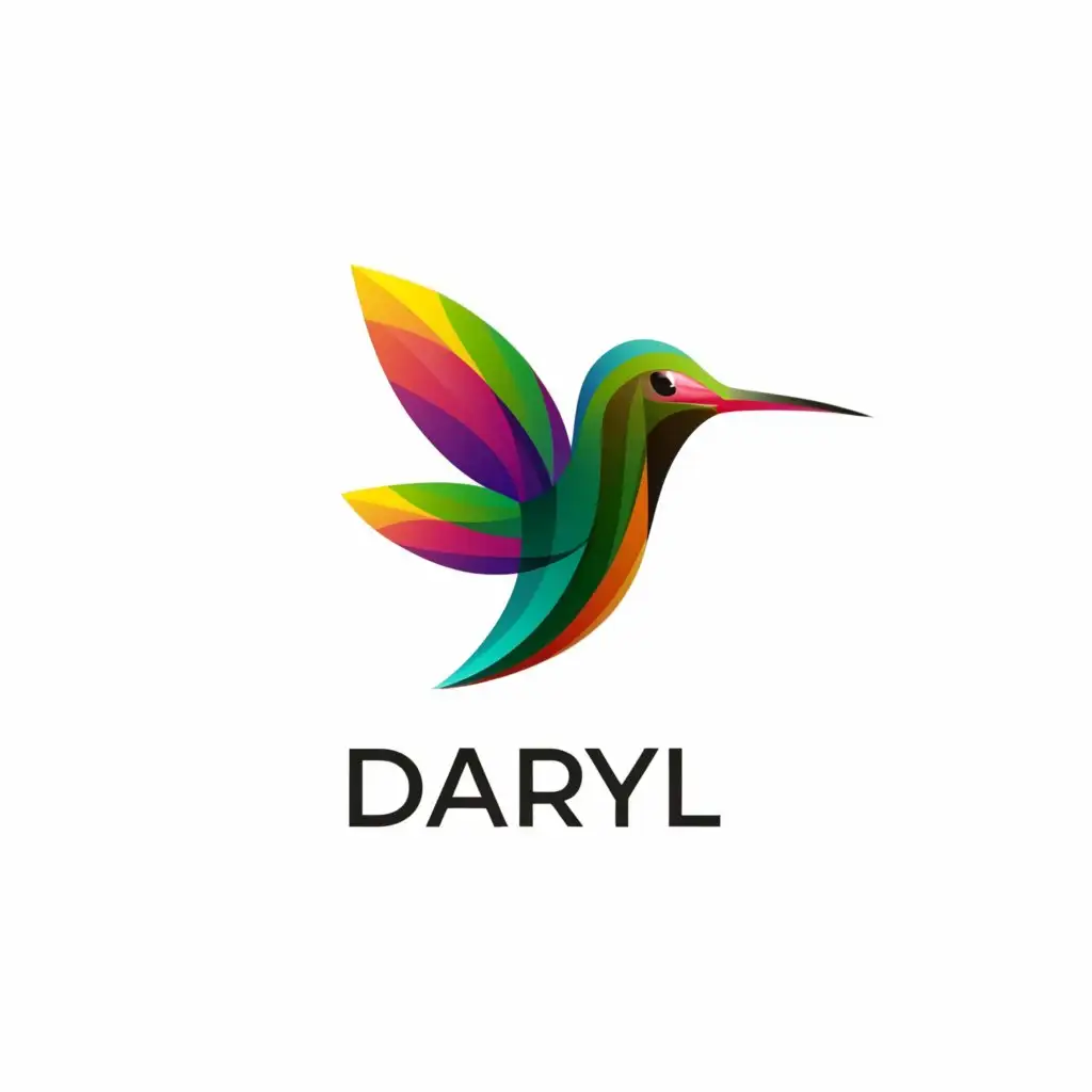a logo design,with the text "Daryl", main symbol:Humming bird,Moderate,clear background