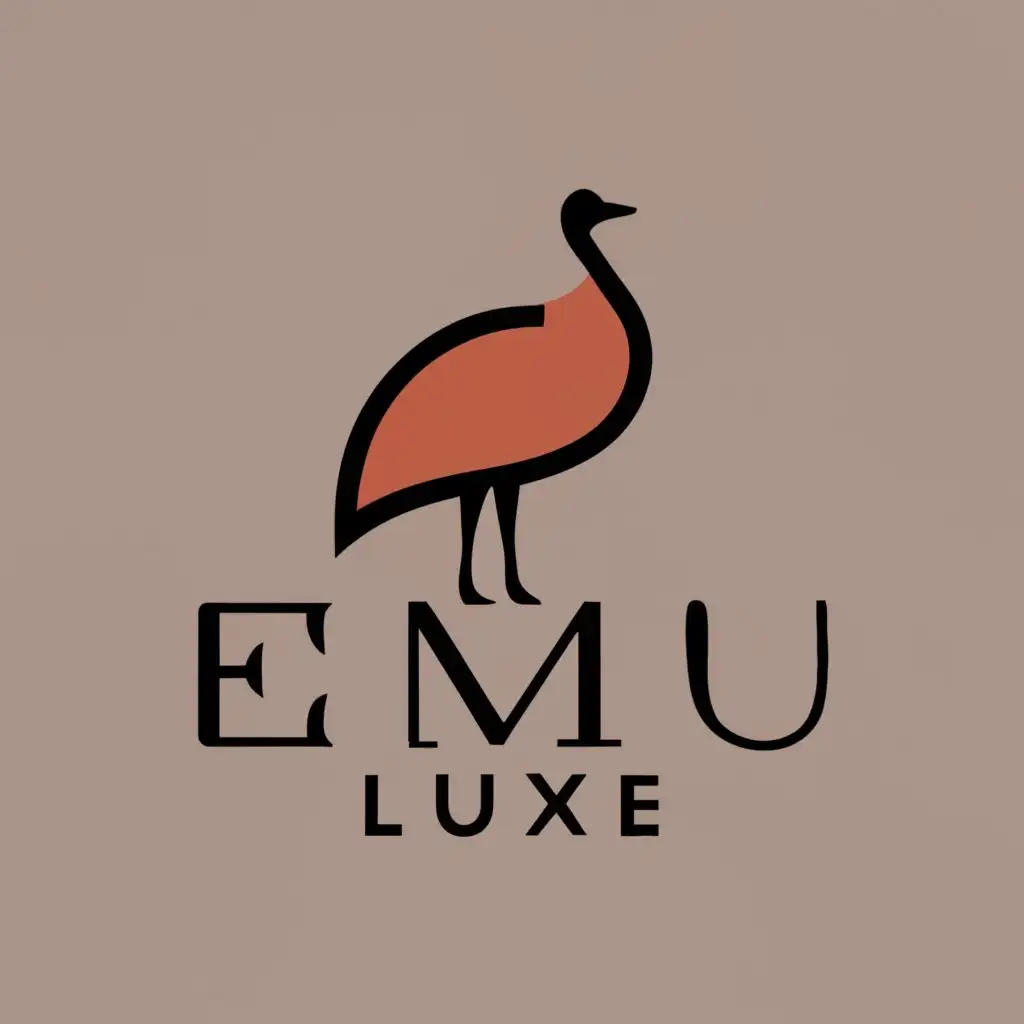 logo, Emu Bird smaller than logo name,plz font colour red or gold, and background with pastel colours, with the text "Emu Luxe", typography, be used in Beauty Spa industry