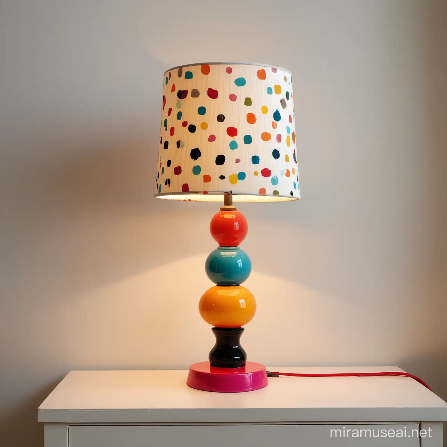 Memphis Style Geometric Table Lamp with Vibrant Asymmetrical Patterns