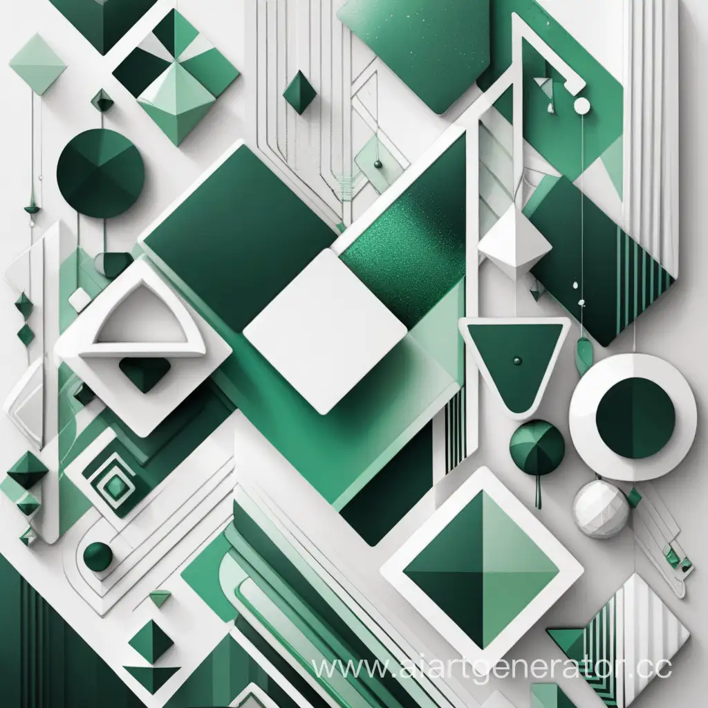 interesting design in white and green colors with various geometric shapes